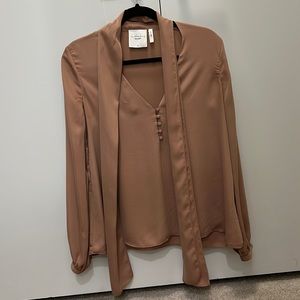 L’Academie Silky Brown Longsleeve with Neck Tie